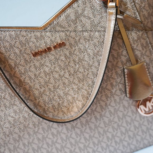 Michael Kors Jet Set Travel Large Chain Shoulder Tote Bag MK Rose Gold - Picture 11 of 13